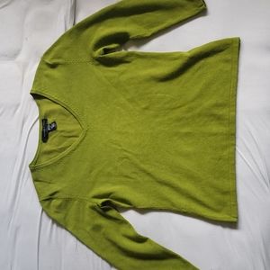 Vintage y2k chartreuse SILK blend v-neck sweater
